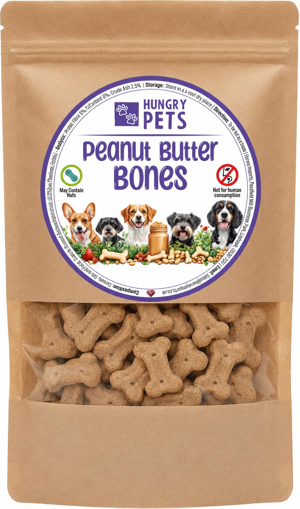Mini Peanut Butter Bones Dog Treat, Peanut Butter, 200g