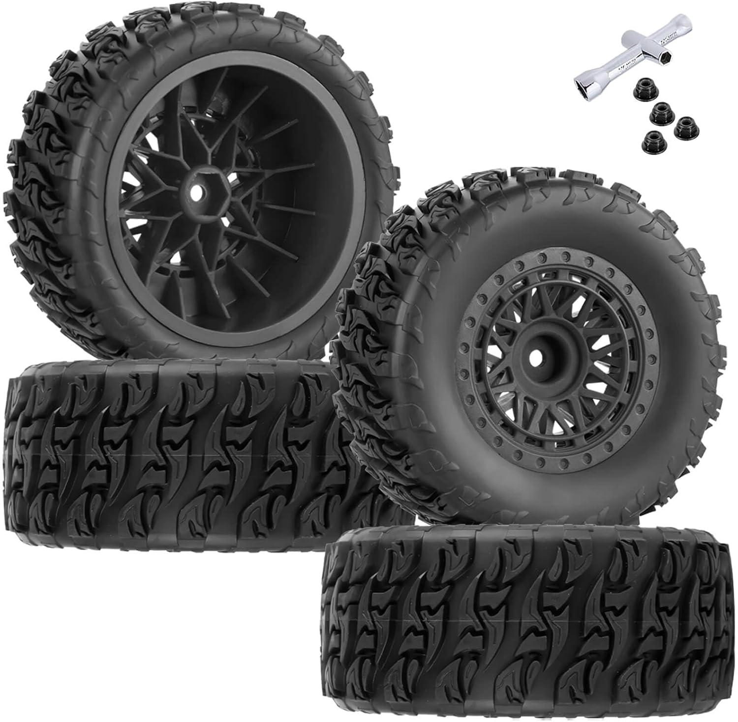 RC 12mm Hex Short Course Truck Wheels Tires for 1/10 Slash 4x4 BL-2S 2WD Red cat Blackout SC L0si SCT Team Associated SC10 HPI,RC Wheels and Tires with Foam Inserts(4Pcs),Red
