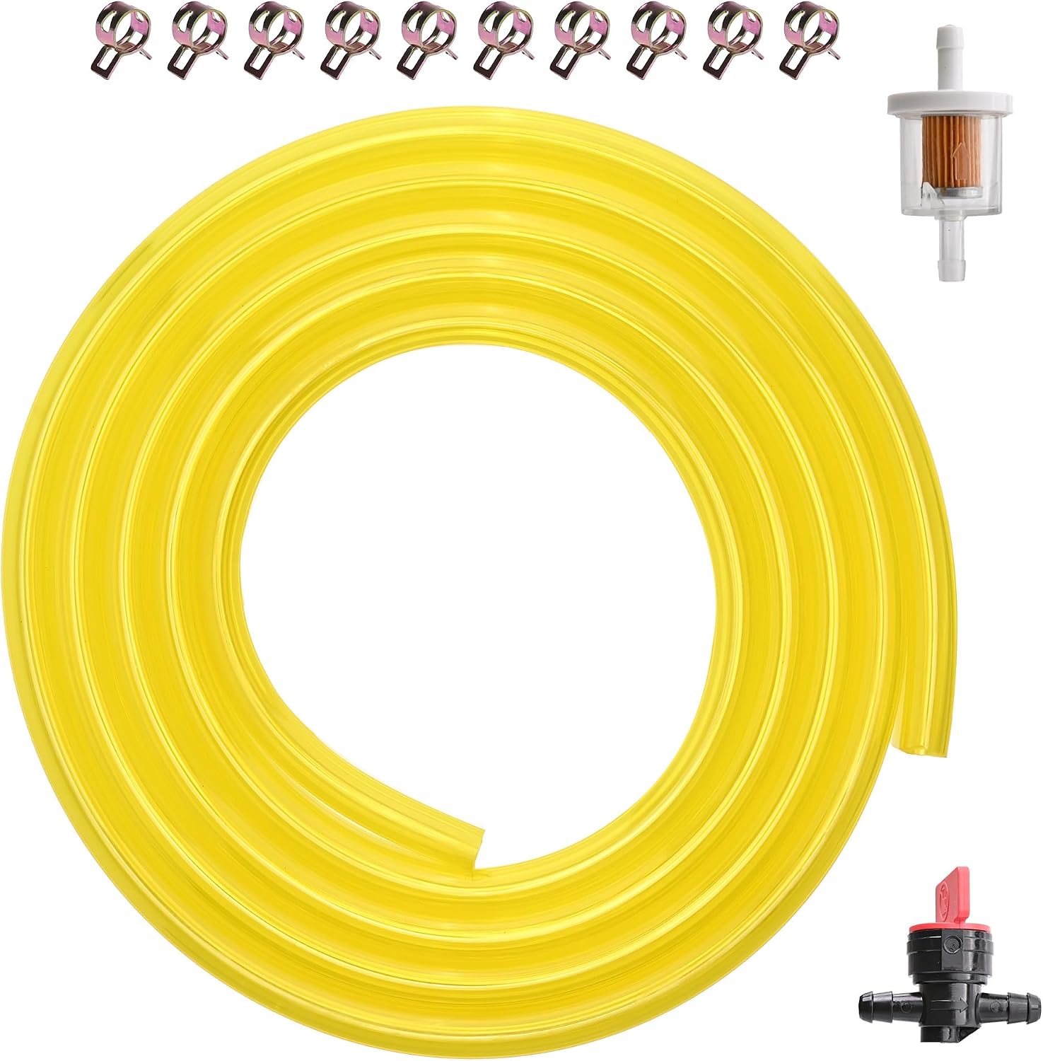 1/4 Clear Fuel Line Hose Tube 10 Feet for Small Engine Motorcycle Mini Bike Go Kart ATV Lawn Mower Tiller Generator Parts I.D 1/4" x O.D 3/8" (6.35 mm x 9.5 mm)