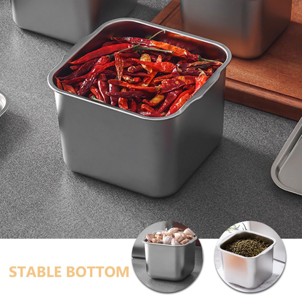 MAGICLULU 4piezas Contenedor De Especias Inoxidable Con Tapa Tarro Multifuncional Para Condimentos Organizador De Cocina Para Almacenamiento De Sazonadores y Especias Hogar y