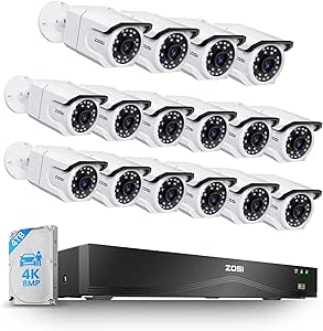 ZOSI 32CH 4K PoE Security Camera System,16 x 8MP Indoor Outdoor Cameras,One-Way Audio,People Counting,Person/Vehicle Detection,16 Port 32-Channel NVR with 4TB HDD for Commercial 24/7 Recording asin的图片