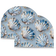 Light Blue Seashells Napkin Holder for Table Acrylic Cocktail Paper Napkins Holder Freestanding Tissue Dispenser for Party, Weddings, Events, Picnic, 2 Pack