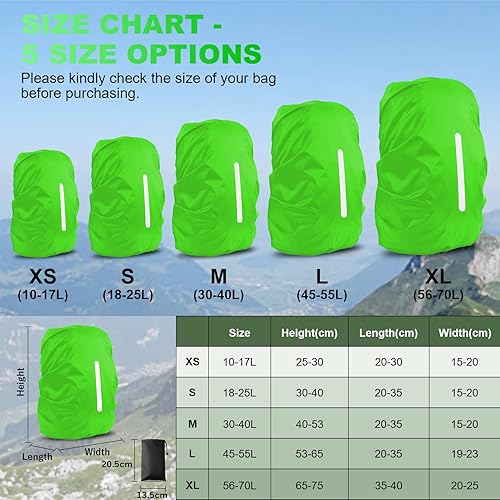 Miniatura 55 de LAMA 2 fundas impermeables de lluvia para mochila, protector reflectante a prueba de lluvia para antipolvo y antirrobo, L 41L-55L negro y azul