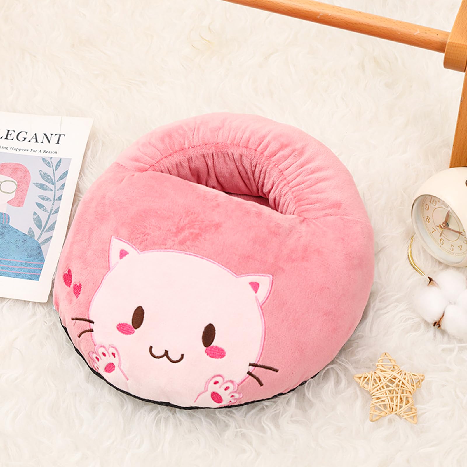 ZONSUSE Calentador de Pies con Diseño de Gato, Calentador Pies Eléctrico 5V 2A USB, Calentadores de Pies de Peluche con Animales, Desmontable y Lavable a Máquina,Regalo para Novia, Chica (Gatito)