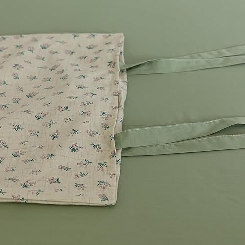 Miniatura 9 de VM VOUGEMARKET - Juego de funda de edredón tamaño Queen, 100% algodón, 3 piezas, para niña, floral, verde, con cierre, estilo campestre romántico +