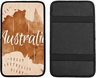 Map of Australia in Old Style Brown Graphics Universal Center Console Armrest Cover Pad Car Armrest Protector for Most Cars, Suvs & Trucks