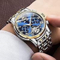 Vista 3 de OLEVS Reloj automático para hombre, cuerda automática, mecánica, de lujo, de acero inoxidable, multicalendario, impermeable, luminoso, reloj