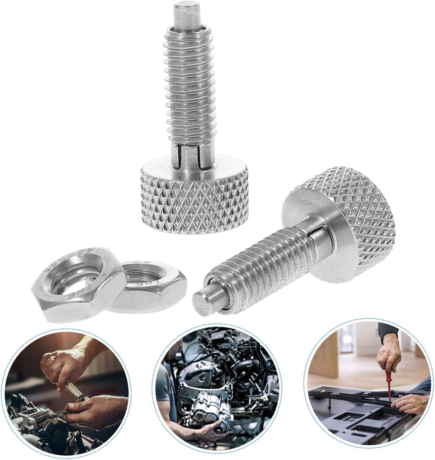 2pcs Stainless Steel Spring Plunger Lock Self-locking Pin Knurled Handle Toolboxes Industrial Use