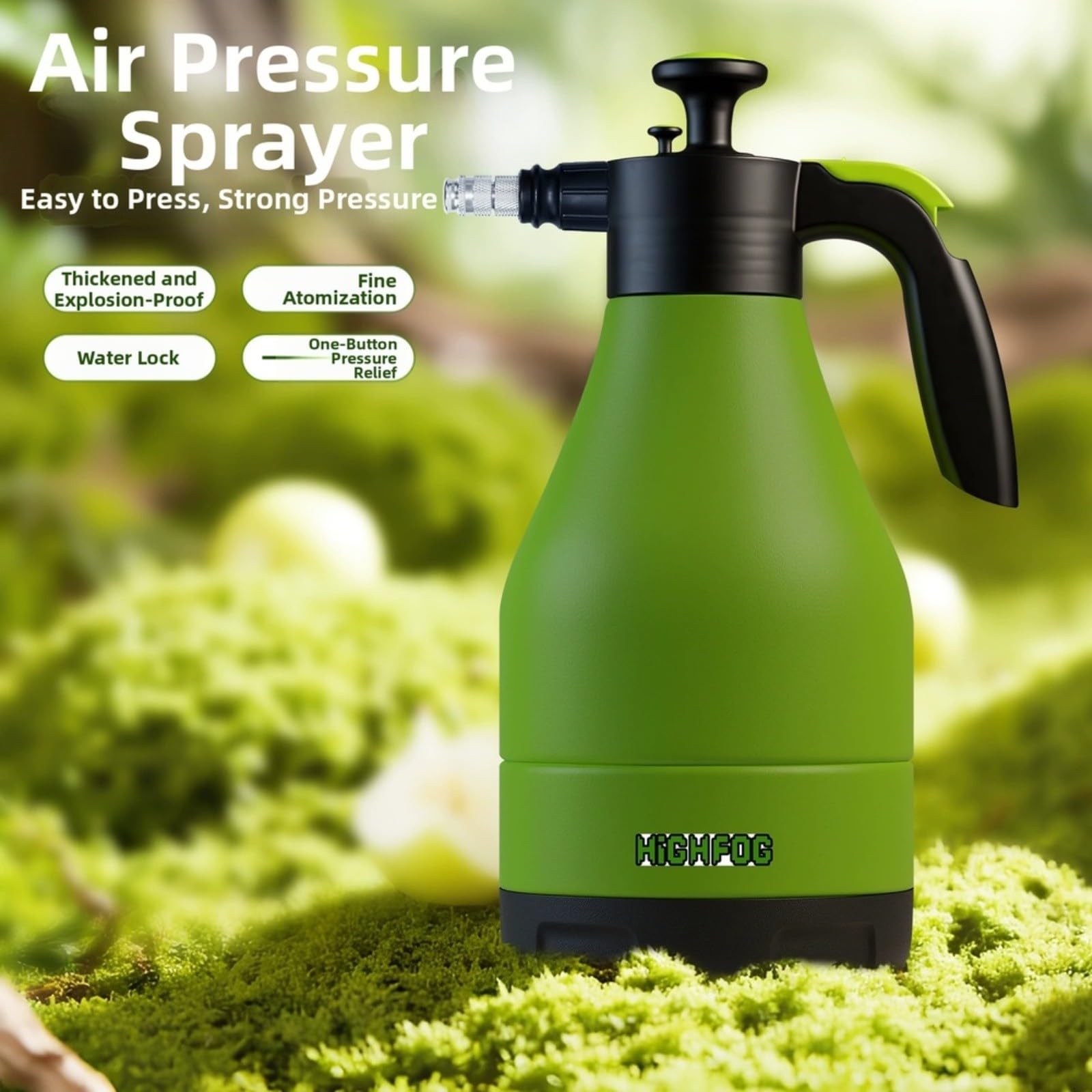 Vaporisateur à pression de 4 L pour lavage de voiture, pour pulvérisateur à jet de brume double mode avec poignée ergonomique, vert (4 L)