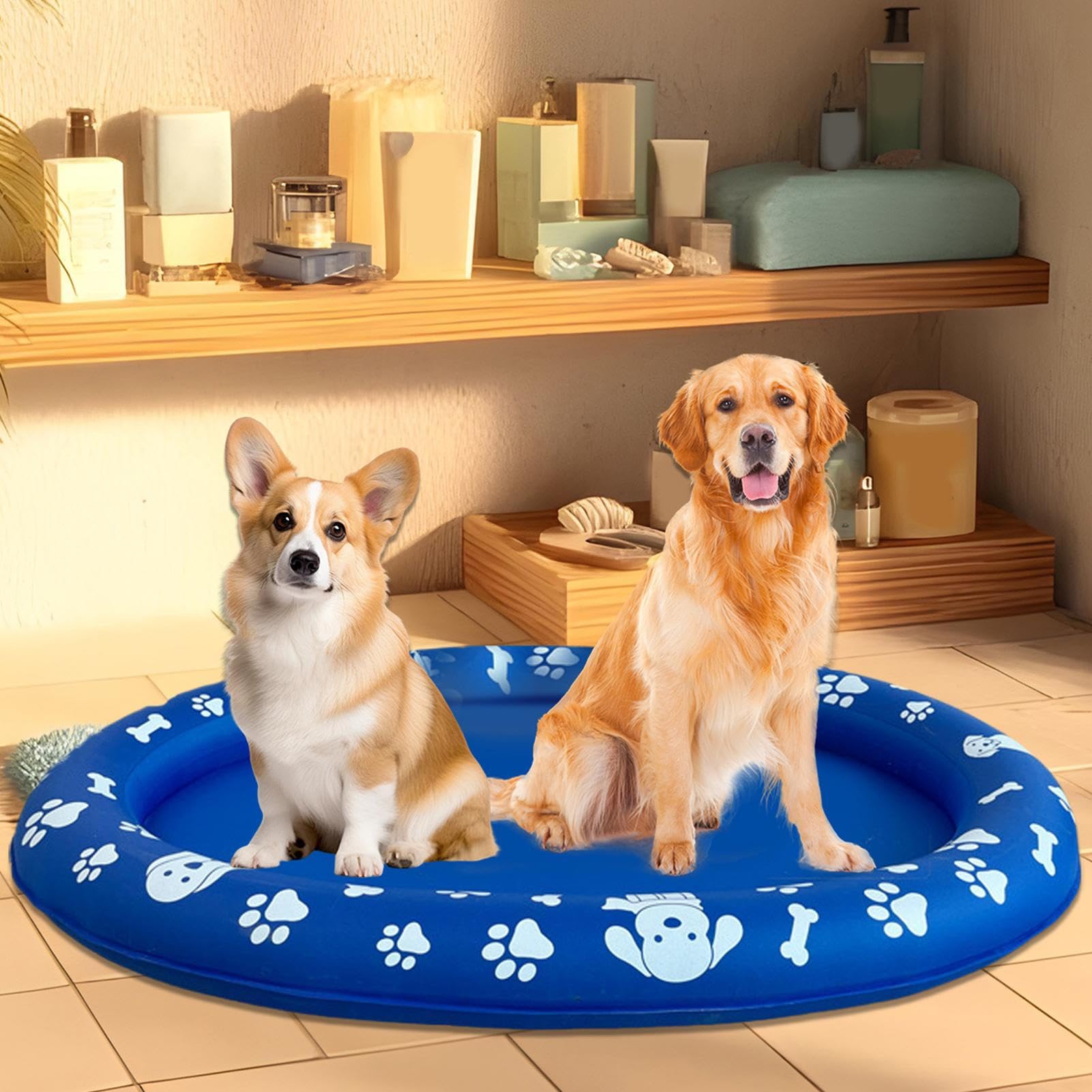 Bañera Para Perros Plegable Antideslizante Antirrayas Flotador Aseo Mascota | Bañera De Mascotas Piscina, Flotador De Lago, Playa, Tubing En Río, Accesorio Kayak, Muelle, Entrenamiento