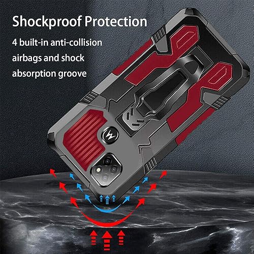 Miniatura 9 de Funda para Motorola One 5G Ace con protector de pantalla de vidrio templado paquete de 2 Funda híbrida de plástico duro de grado militar,