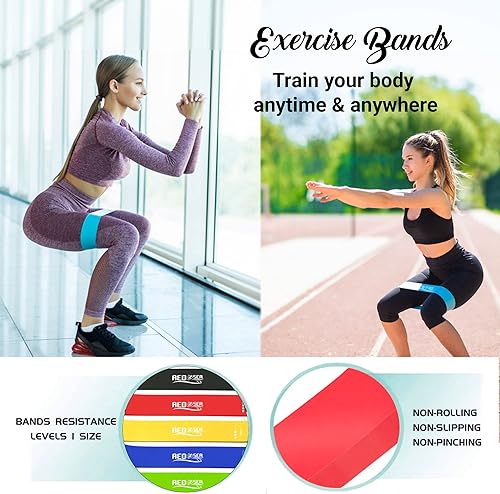 Miniatura 7 de M&amp;M SCRUBS Bandas de ejercicio de resistencia  Juego de 5 bandas elásticas de fitness con guía de instrucciones y bolsa de transporte