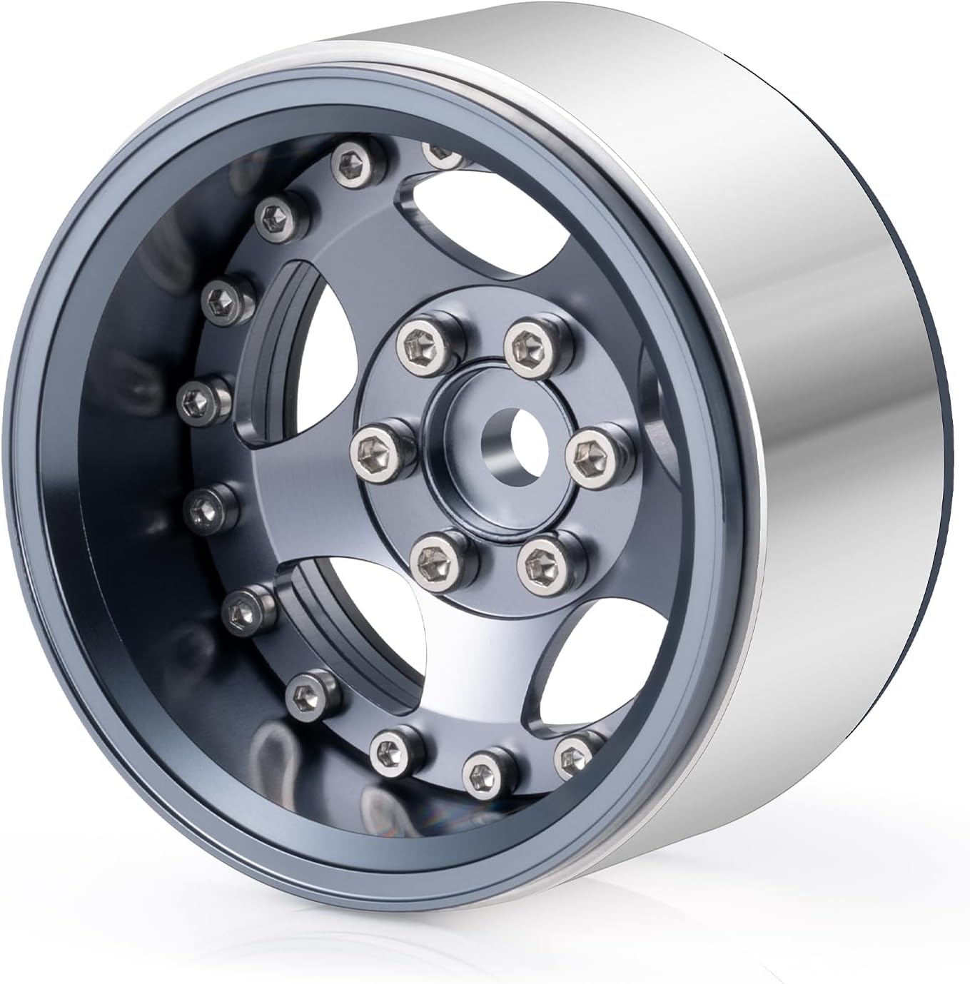 RCLIONS 4PCS Aluminum 1.9inch Beadlock Wheel Rims Upgrades for Axial SCX10 I II III TRX4 GEN7 GEN8 1/10 RC Crawler Truck Car (Titanium)