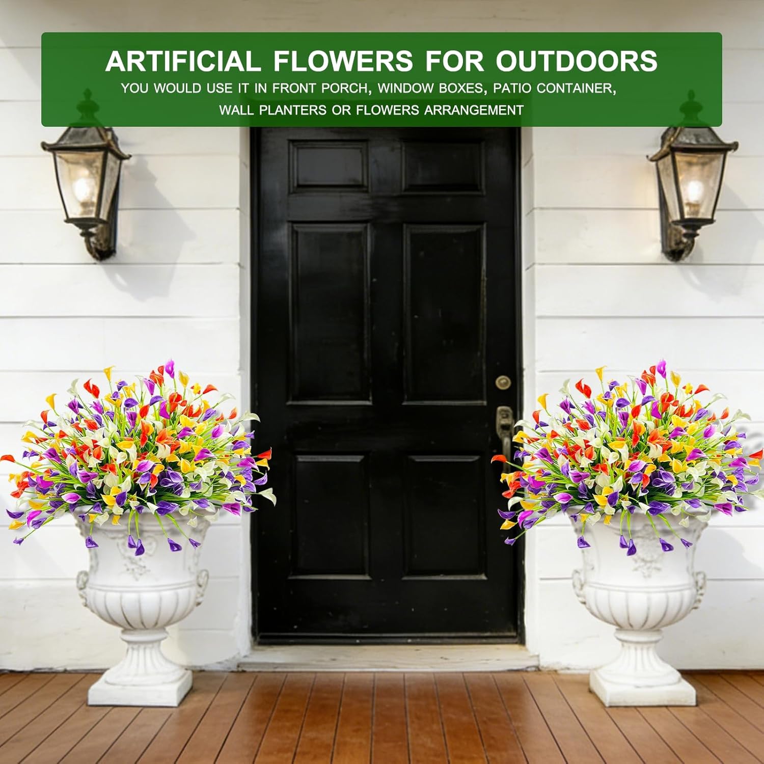 TURNMEON 20 Bundles Calla Lily (400 Heads) Artificial Flowers for Outdoors, Fake Plants UV Resistant Faux Plastic Fake Flowers for Indoor Planter Porch Gardens Home Summer Cemetery Decor(Color Mix)