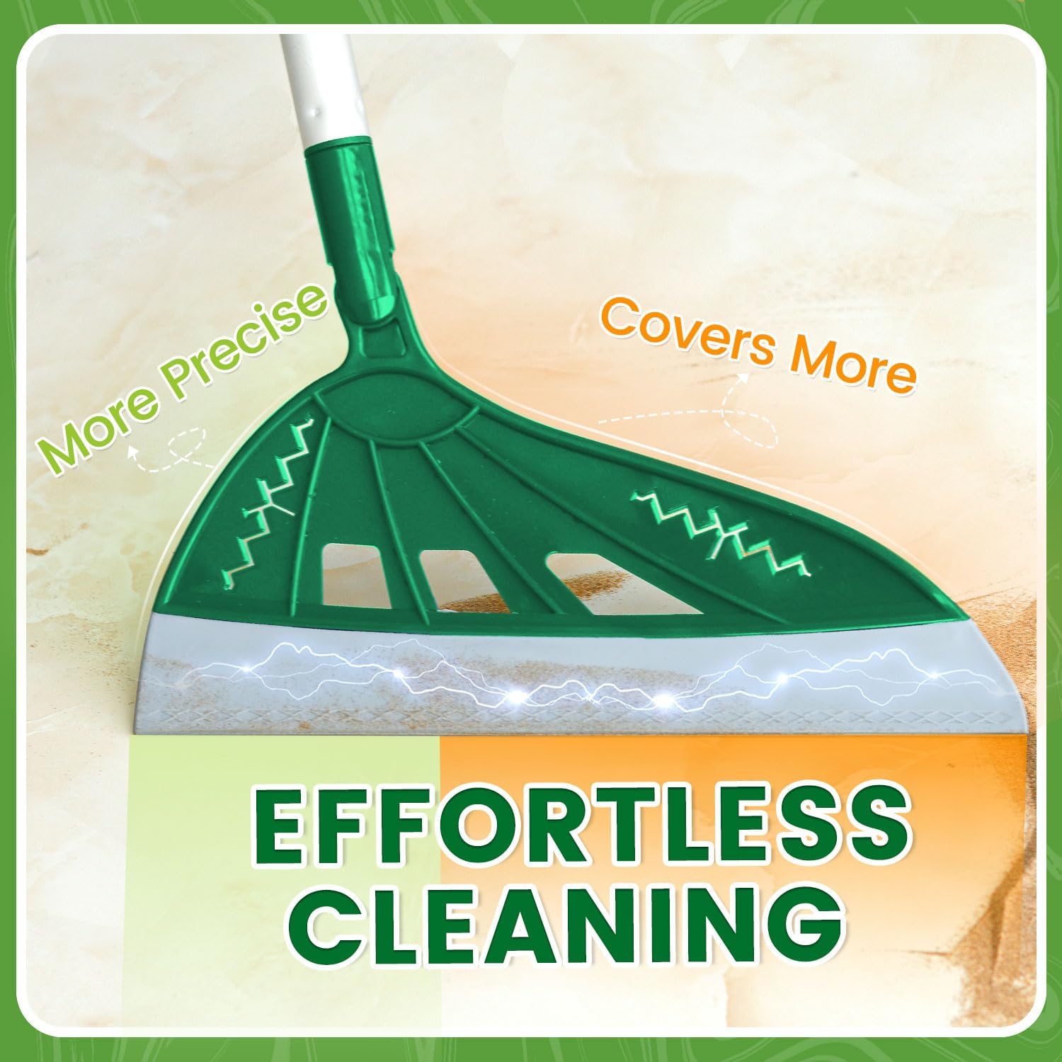 Magic Air Broom, Squeegee Broom for Floor Cleaning, Multifunctional Floor Squeegee with Aluminum Adjustable Handle, 60’’ Magic Silicone Broom for Glass, Fine Dust, Pet Hair, Liquids (Green)