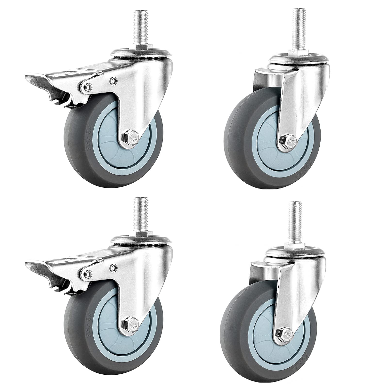 Roulettes robustes pour meubles avec frein filetage M10 M12