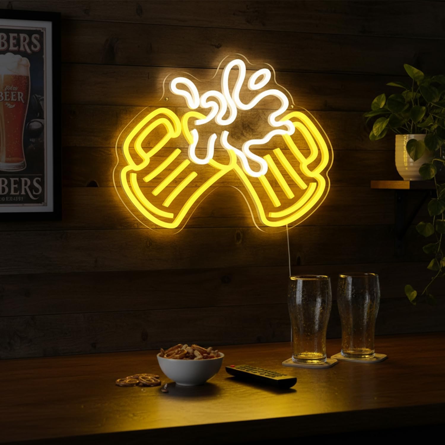 Cheers Beer Neon Sign for Home Bar Pub Man Cave Wall Decor USB Powered image 3