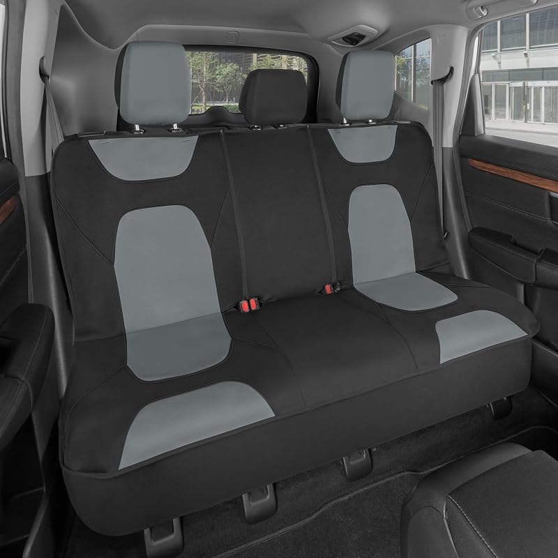 Capa para Banco Traseiro 60/40 com Forro de Neoprene Impermeável Motor Trend, Preta e Cinza, para Carros, SUVs, Picapes e Vans, 1 unidade