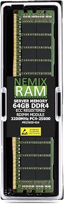 NEMIX RAM 64GB (1X64GB) DDR4 3200MHz PC4-25600 2Rx4 1.2V CL22 288-PIN ECC RDIMM Registered Server Memory