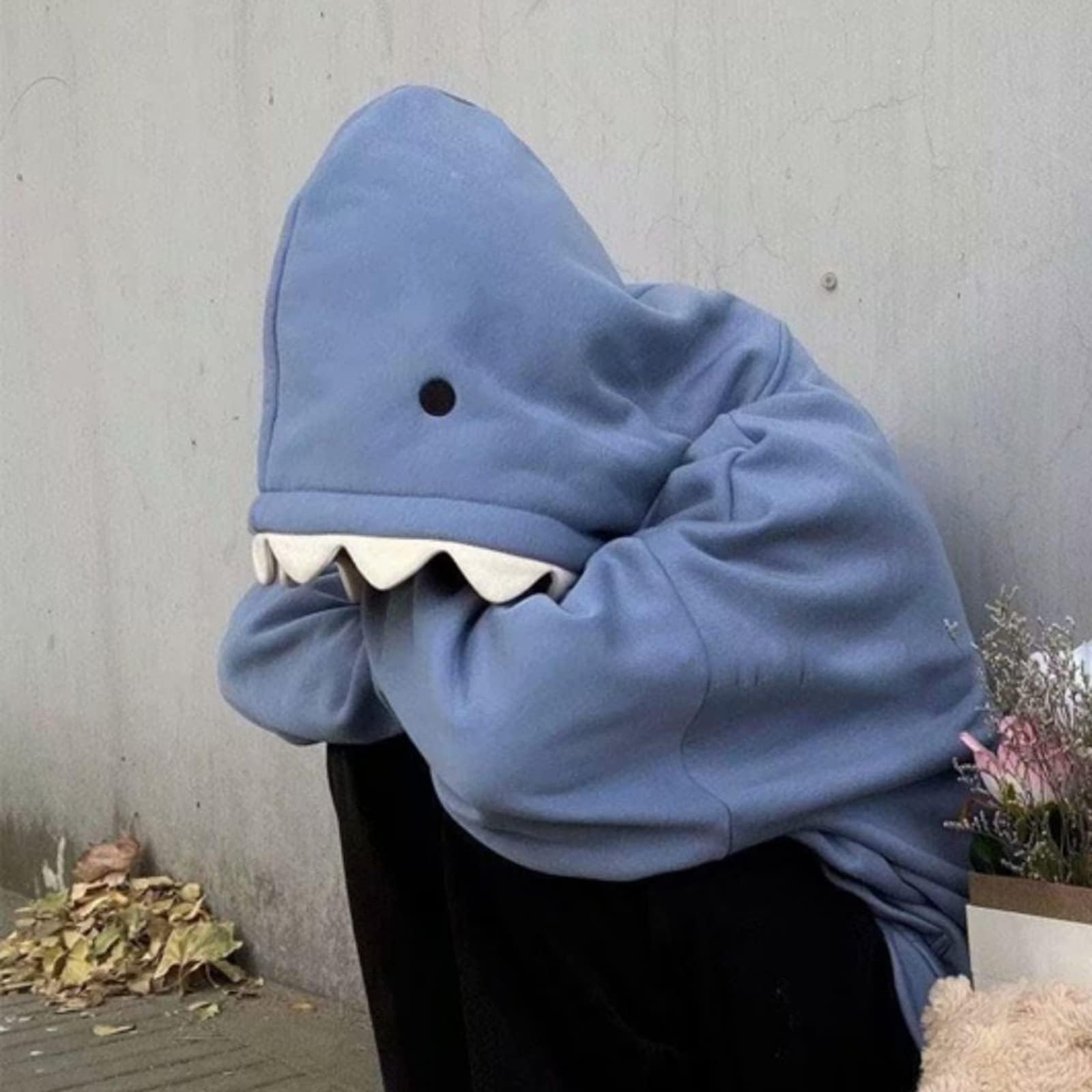 ZWRXW Damen Shark Hoodies Causal Langarm Kapuzenpullover Trendy Herbst Cute Pullover Outfits Tops mit Kängurutasche