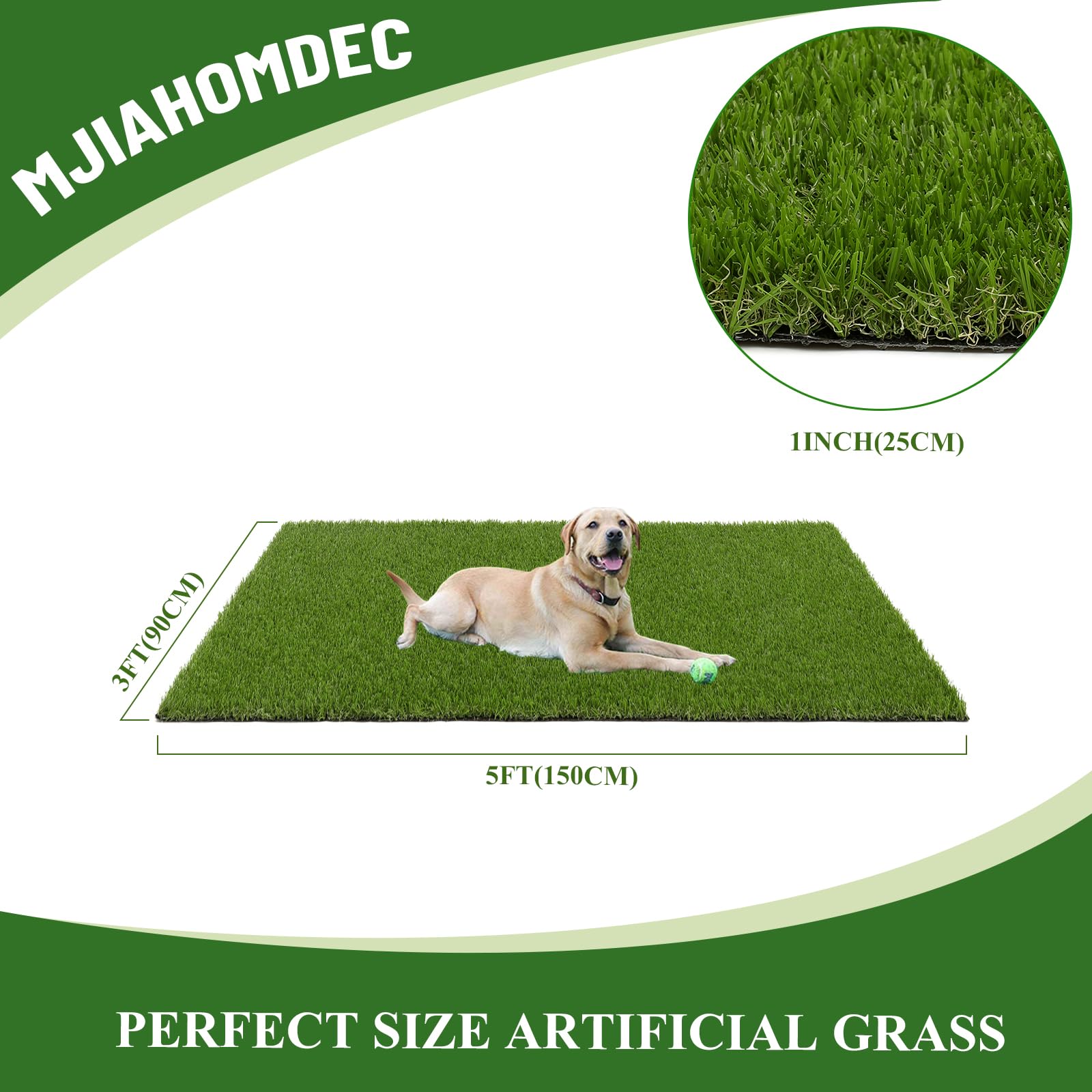 Erba artificiale 0,9 x 1,5 m Tappeto sintetico realistico per esterni e interni erba finta per cani tappetino erba per cani patio giardino prato casa cortile