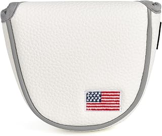 Golf Club Mallet Putter Head Cover with USA Flag Design - Magnetic Closure, Durable PU Material - Single Package (White or Black)