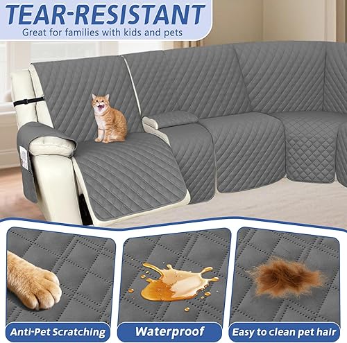 Miniatura 5 de Arfntevss Recliner Sectional Couch Covers 1OO% Waterproof L Shape Sofa Cover for Reclining L Shaped Sectional Slipcover Dog Washable Corner Non Slip