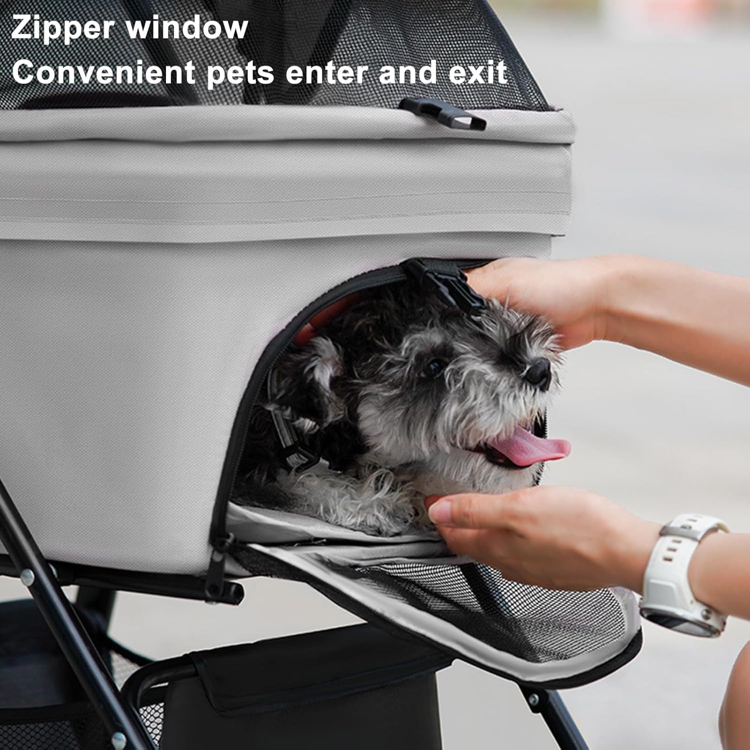 Dog Trust Pet Stroller with 4 Wheels, Folding Dog Stroller,Pet Stroller for Cats and Dog with Storage Basket for Small Medium Dogs & Cats (Gray Color) 2