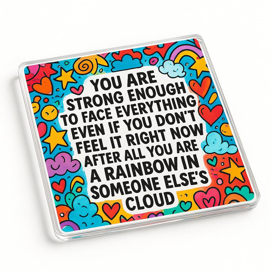 The Plum Penguin Radiant Resilience Acrylic Coaster Gift With Vibrant Inspirational Quote Design - Home Decor For Uplifting Motivation