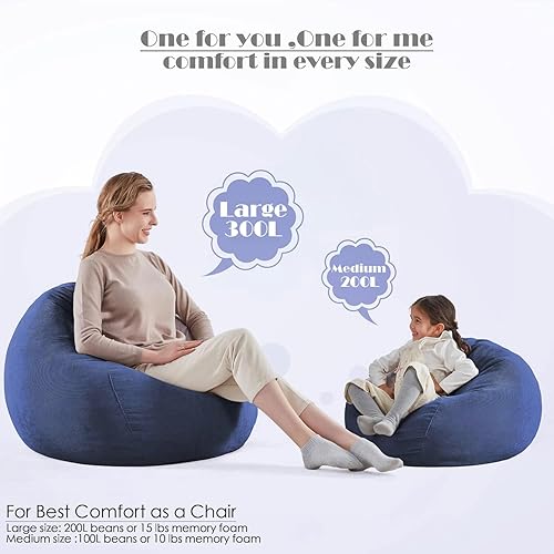 Miniatura 167 de Nobildonna - Funda para silla de puf (relleno sin relleno) de nido de pájaro para niños y adultos. Puf extra grande para almacenamiento de animales