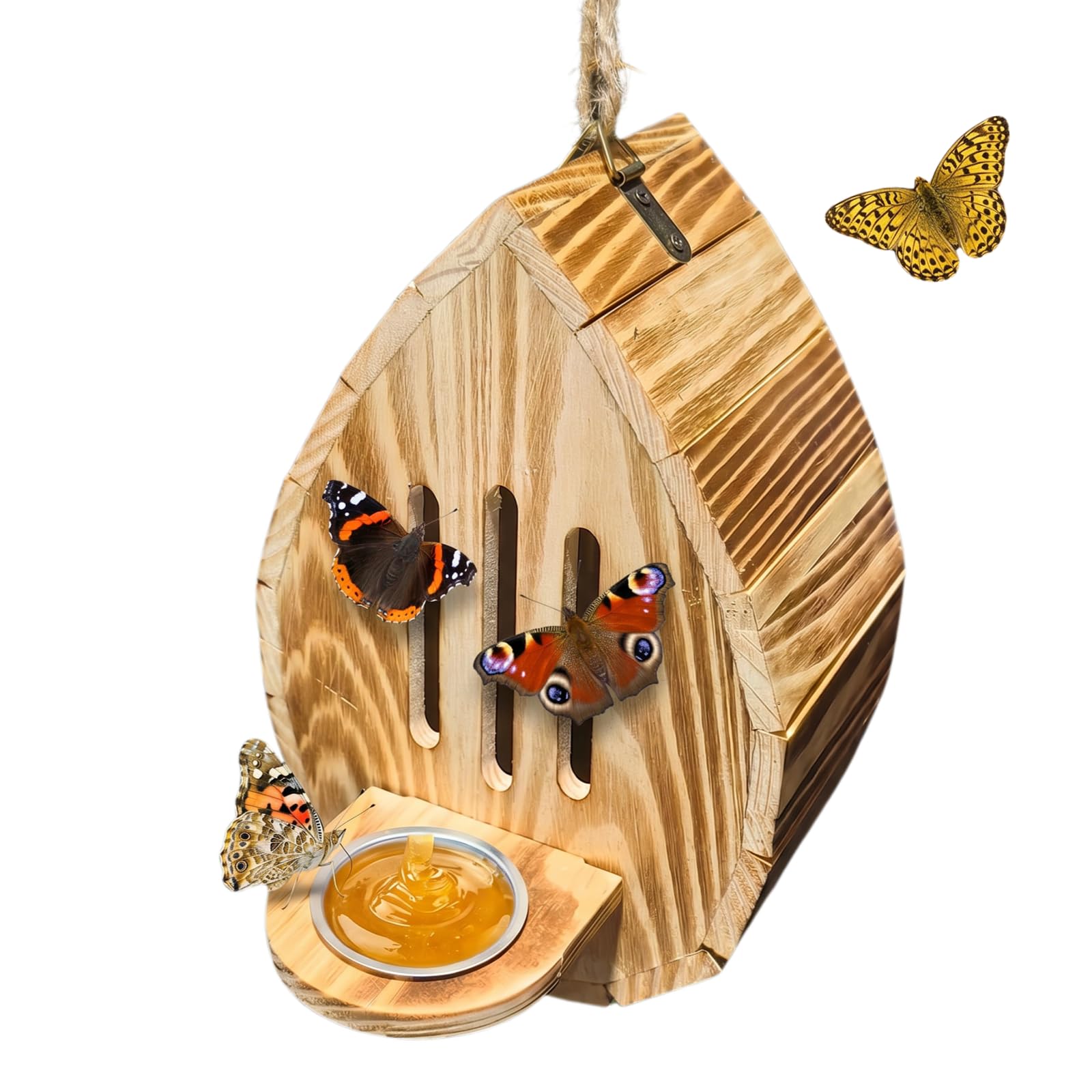 Outside Wooden Butterfly House-Garden Hanging Butterfly House and Feeder