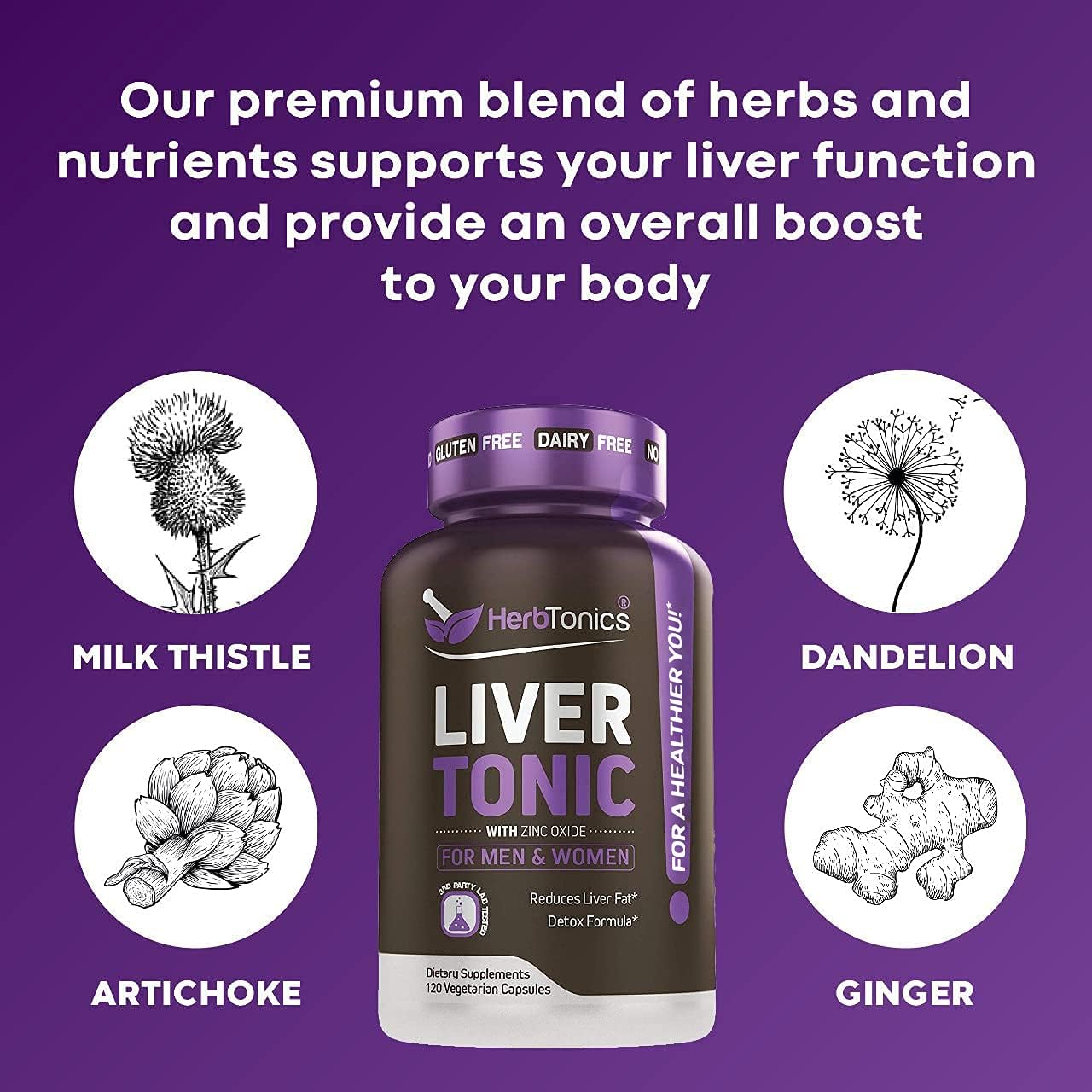 Liver Cleanse Detox & Repair Formula with Milk Thistle - Artichoke and 24 Herbs Liver Health Support Supplement: Silymarin, Dandelion and Chicory Root - 120 Vegan Capsules : Health & Household