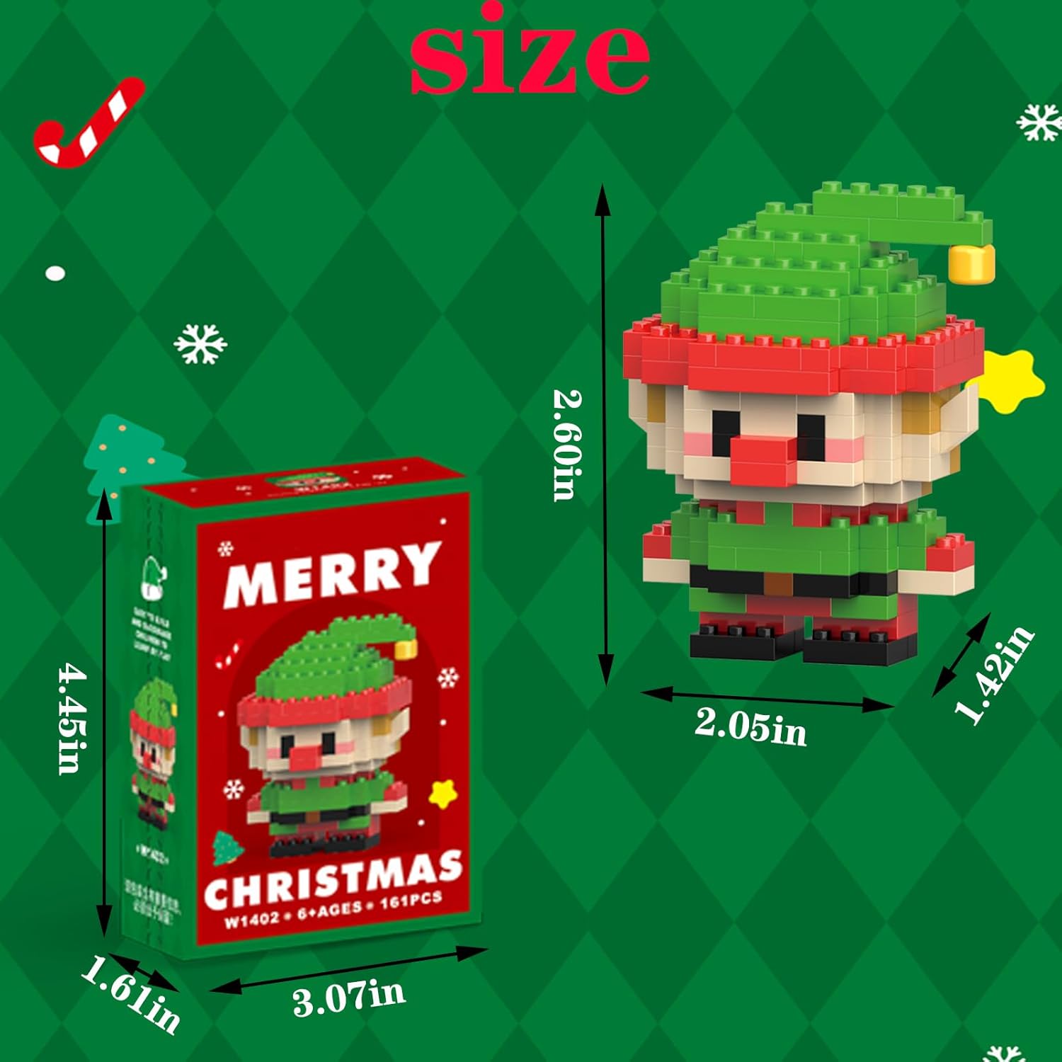 Christmas Building Blocks Compatible for Lego Christmas Elf Micro Blocks Stacking New Toys Holiday Present Box New Year Gifts for Kids Ages 6+ Boys and Girls(Elf)