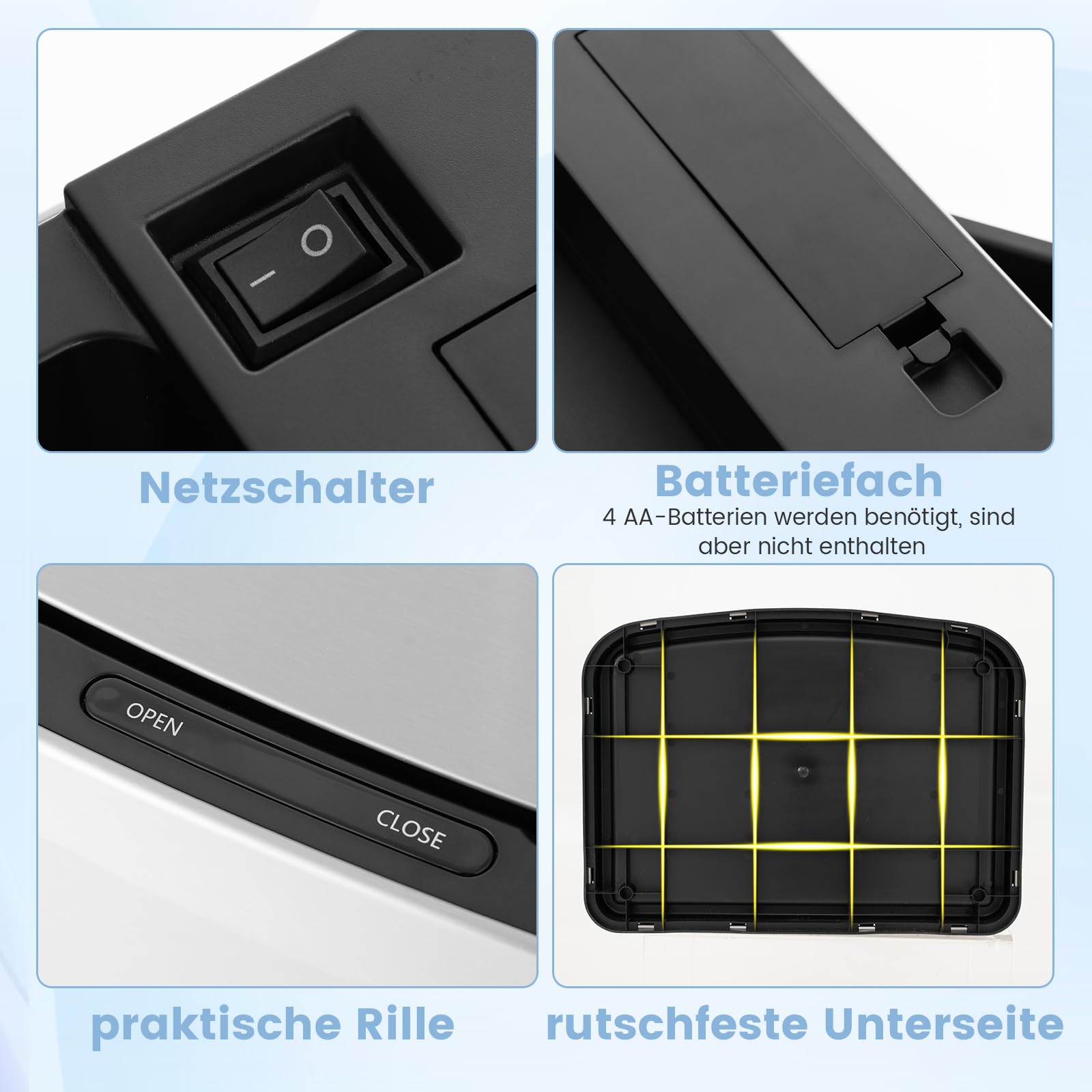COSTWAY 50L Mülleimer mit Sensor, Abfalleimer Automatisch mit Deckel, Müllbehälter aus Edelstahl und Kunststoff, Mülleimer Küche für Badezimmer Schlafzimmer, Bad, Büro