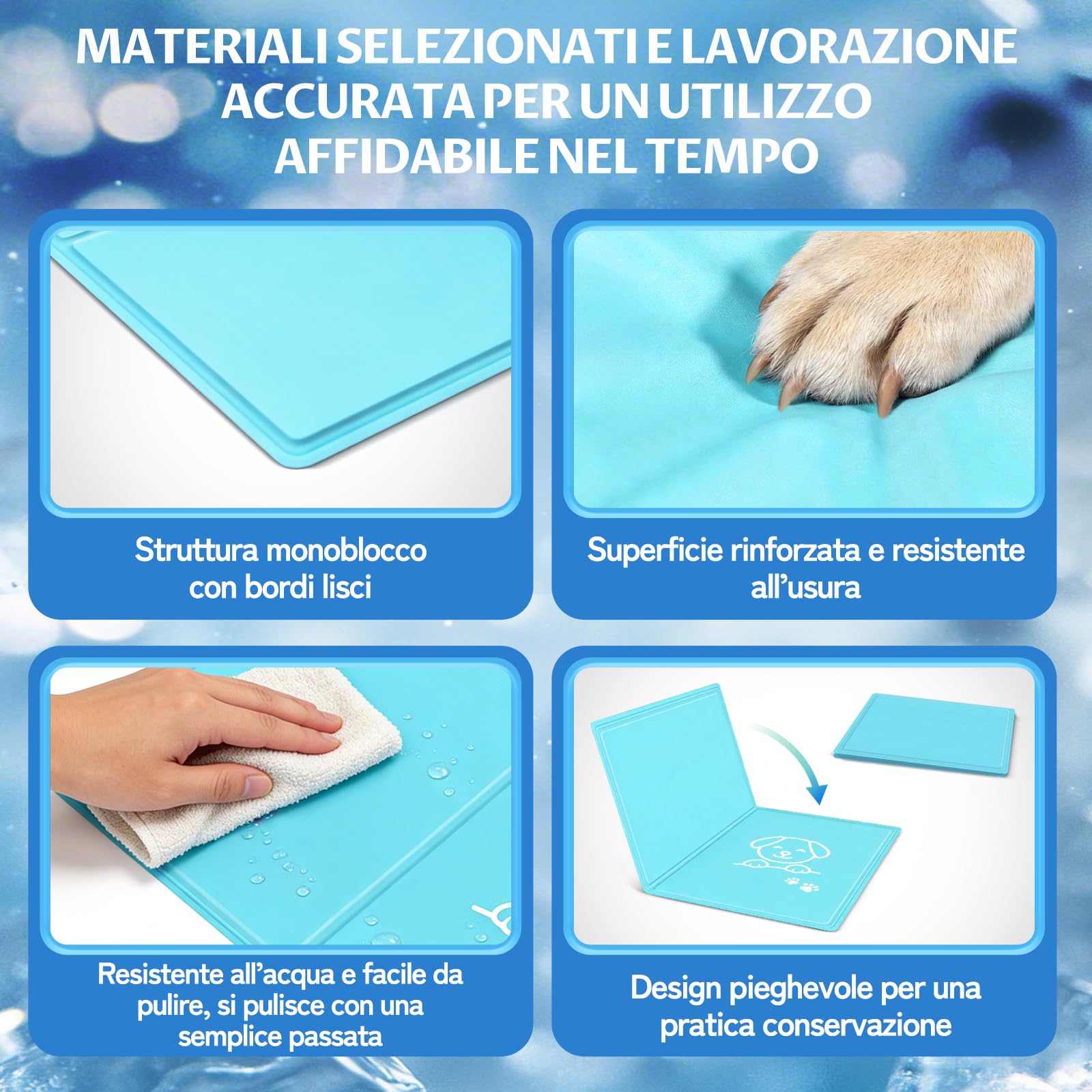 JONRRYIN Tappetino Refrigerante per Gatti e Cani, 50×65cm Tappetino Rinfrescante in Gel Fresco, Materassino Raffreddamento per Animali in Estate per Interni, Esterni e Auto, Cucce, Divani (S)