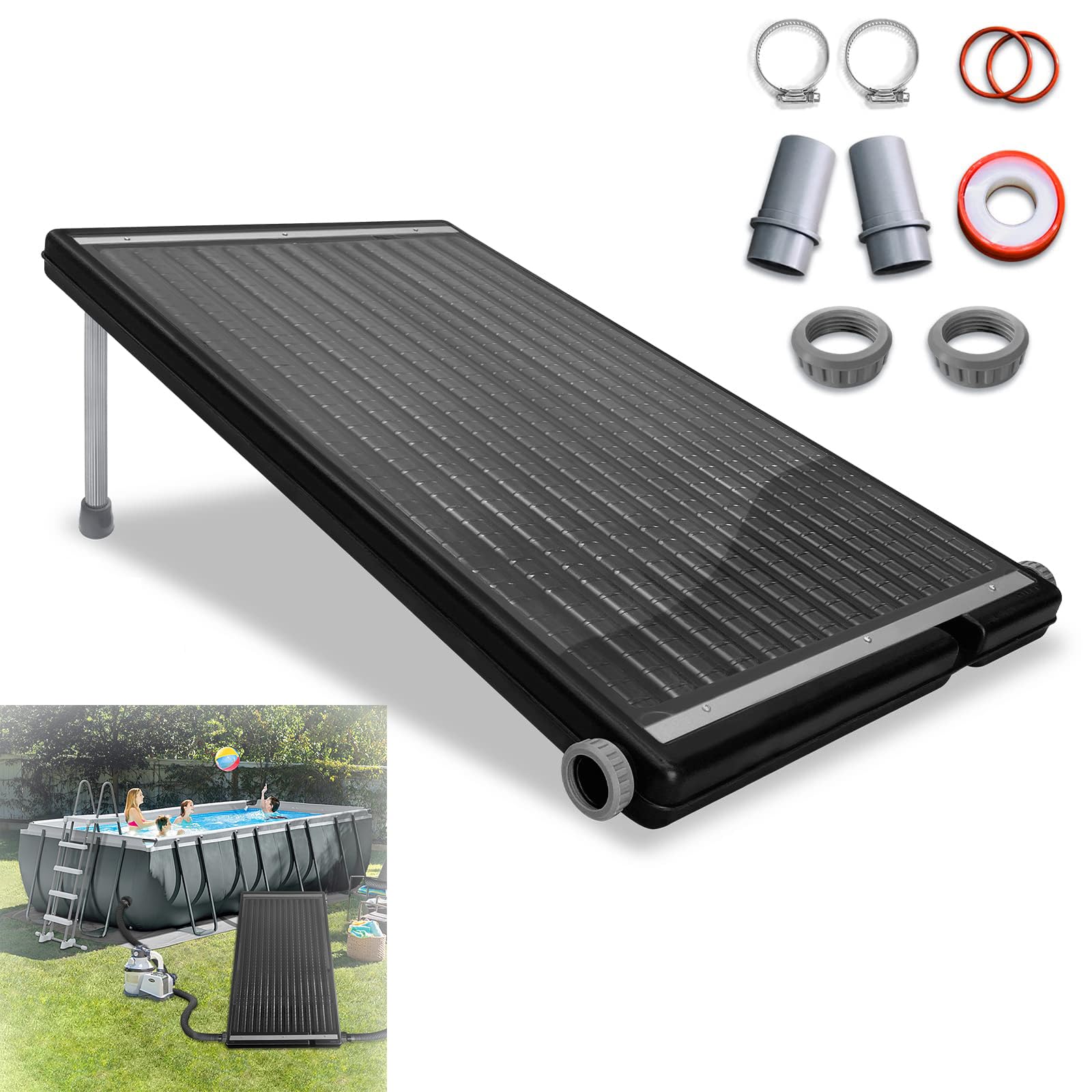 Basenowy podgrzewacz solarny o pojemności 15 l, 111,5 x 66 x 35 cm, kolektor słoneczny, do prysznica ogrodowego, basenu, basenów, prosty