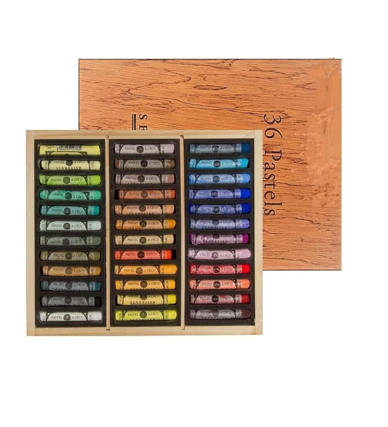 Sennelier soft pastel half stick 36 color set.Scatola di legno,HOITEN KIST,Sennelier france