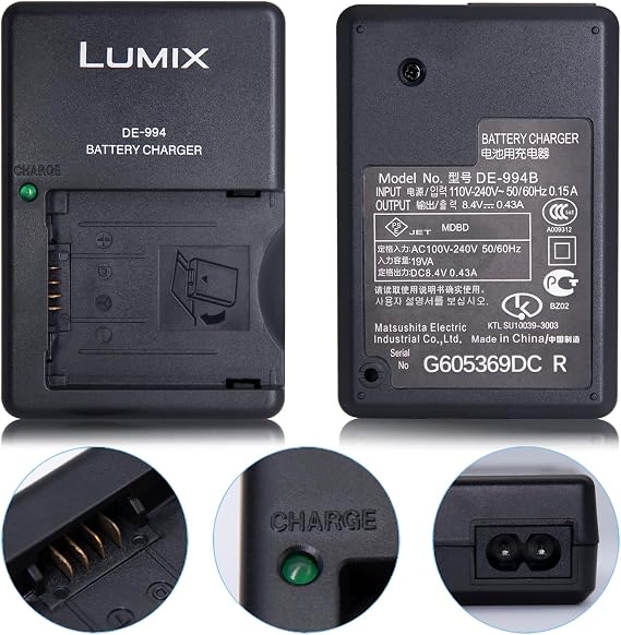 DE-A93 DE-A94 Battery Charger Compatible with Panasonic Lumix DMW-BLD10 DMW-BLD10E DMW-BLD10PP DMW-BLD10GK GF2 GF2GK Battery, for Panasonic DMC-GX1 DMC-G3 DMC-GF2 Cameras