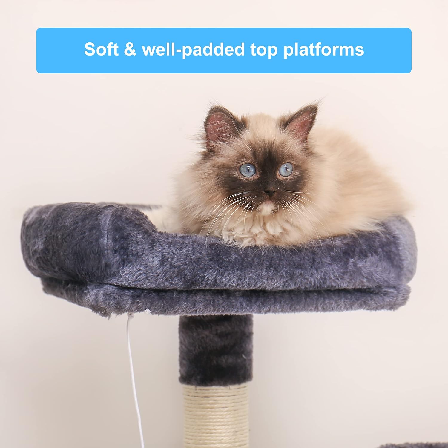 review Hey-brother Multi-Level Cat Tree Condo Furniture with Sisal-Covered Scratching Posts, 2 Plush Condos, Perch Hammock for Kittens, Cats and Pets, Smoky Gray MPJ020-SG