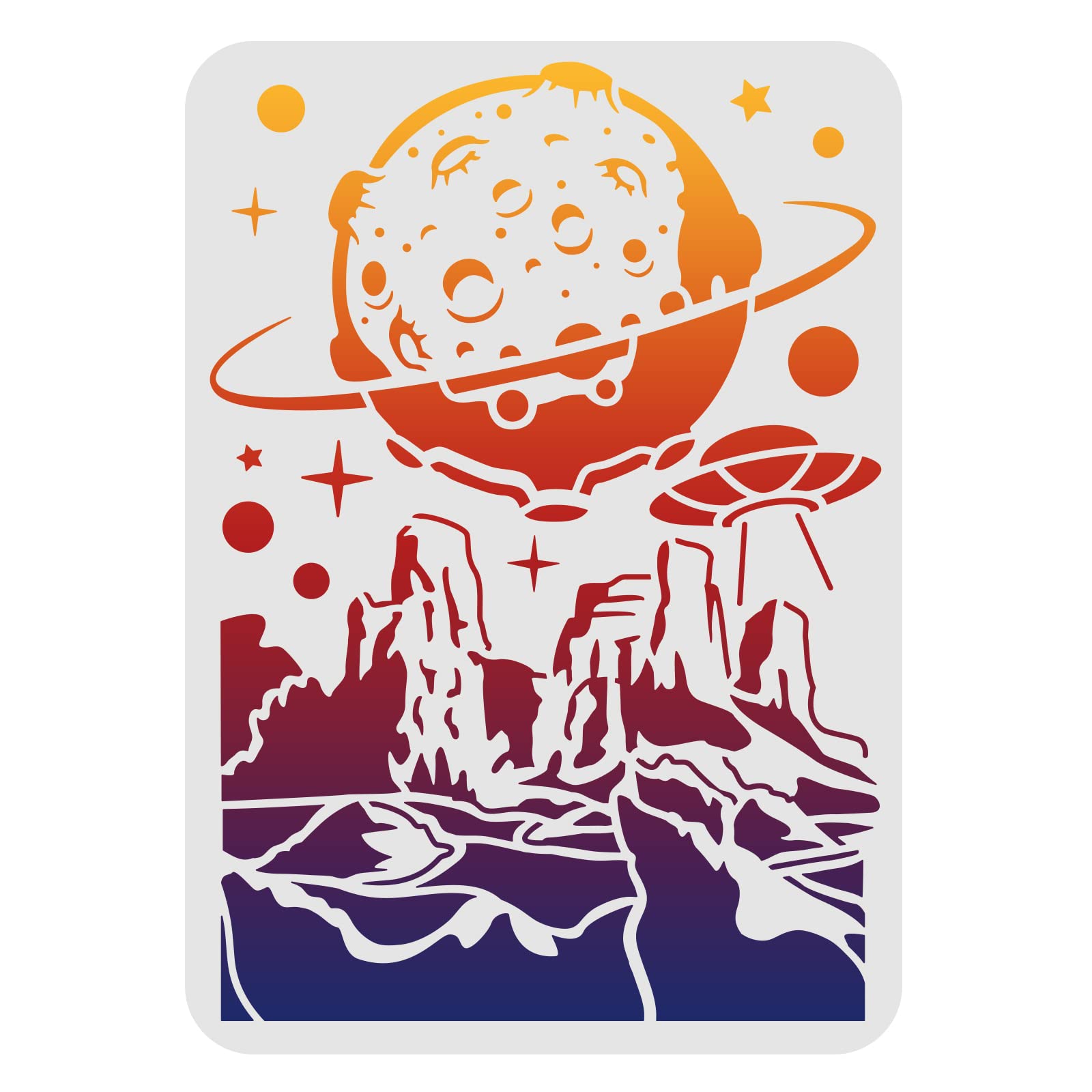 Moon Surface Stencil 11.8x11.8 Inch - Reusable Painting Template With Brush