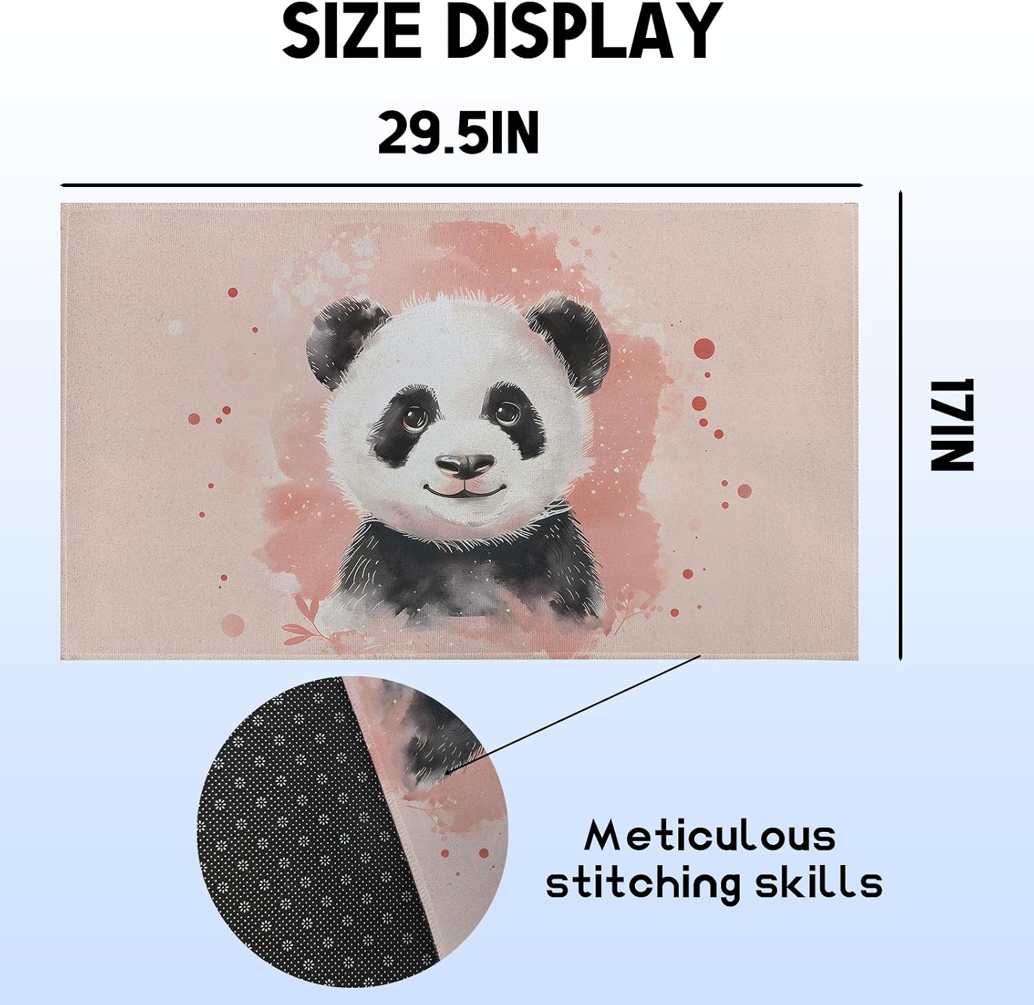 Adorable Panda Indoor Doormat Non-Slip Welcome Mat 17x29.5 Inch, Quick Absorbent Entryway Rug, Non-Woven Fabrics Front Door Mat, Area Rug for Kitchen, Bedroom, Home, Office