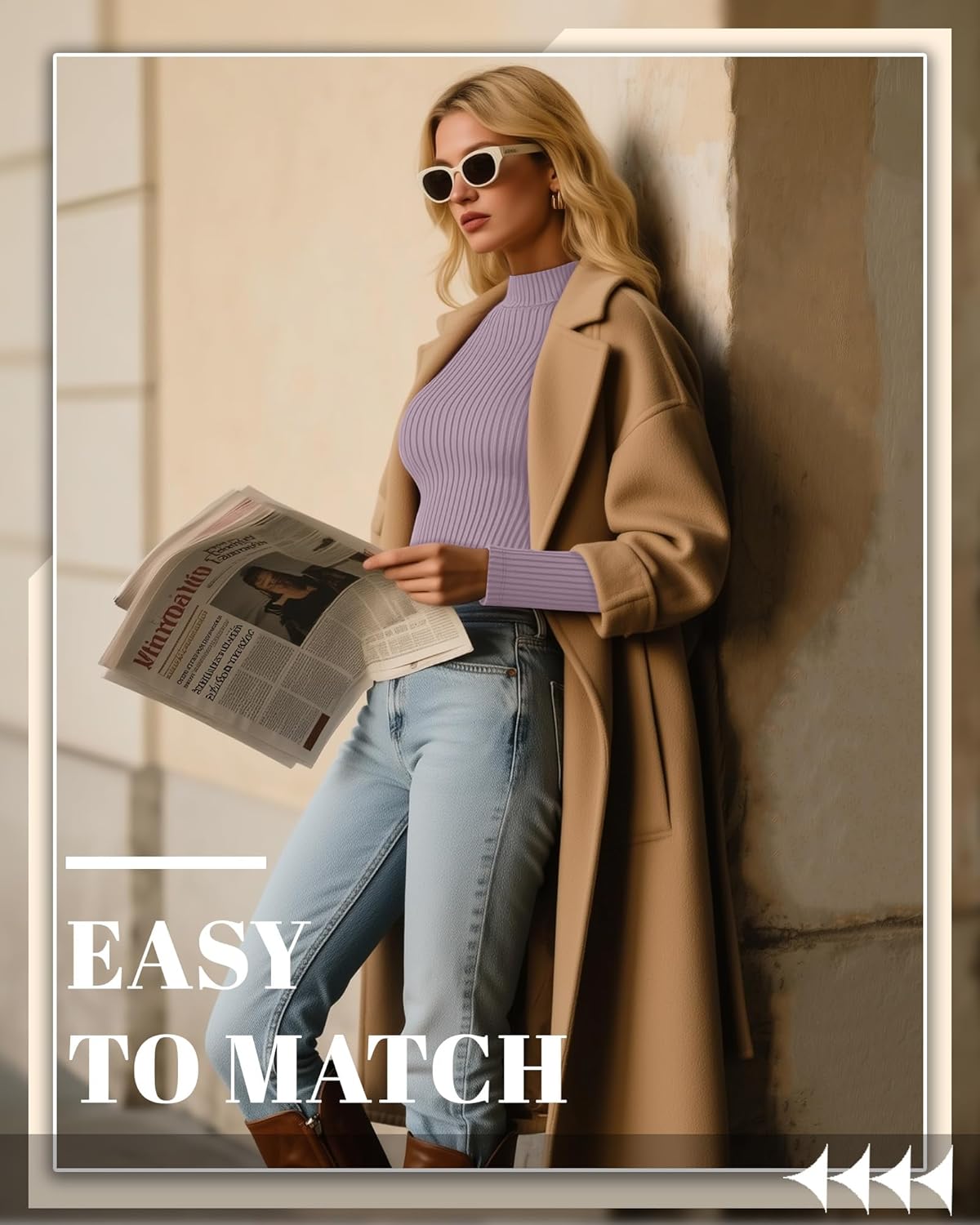 3 Pack Women's Mock Neck Thermal Tops Long Sleeve Cotton Ribbed Knit Turtleneck Shirts Slim Fitted Casual Base Layer - Image 2