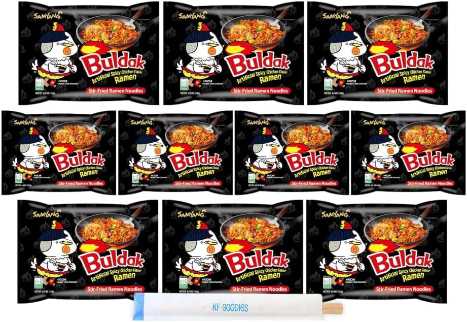 Samyang Buldak Hot Spicy Chicken Ramen Noodle Korean Stir-Fried Ramen, Original Flavor (10 Pack)