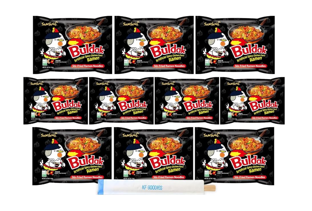 Samyang Buldak Hot Spicy Chicken Ramen Noodle Korean Stir-Fried Ramen, Original Flavor (10 Pack)
