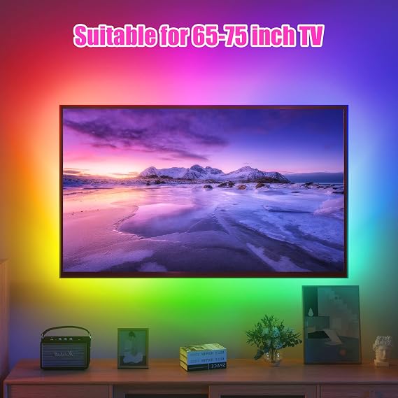 maylit 16.4 Ft ICRGB TV LED Backlight for 65-75 Inch Tvs | APP Control, Remote Control, Music Sync, USB Powered Bias Lighting for Gaming, Bedrooms and Home Theaters