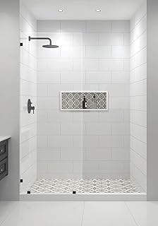 30" W x 78" H Fixed Frameless Shower Door Glass Shower Screen Panel in Matte Black Finish with 3/8" (10mm) Ultra-Clear Tempered Glass, Reversible Installation