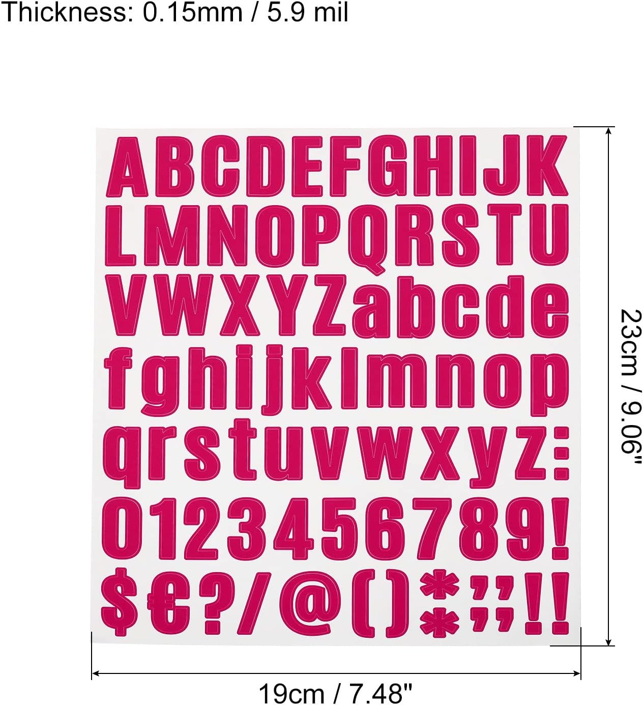 PATIKIL Vinyl Letters Numbers Stickers Kit, 324 Pieces 10 Sheets Self Adhesive Decals for Mailbox, Sign, Address (Rose Red, 1 Inch)
