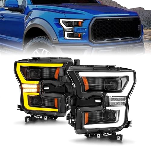 Miniatura 6 de ANZO USA Ford F-150 15-17 Proyector Full LED Switchback Faros delanteros Negro Ámbar