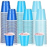 Roshtia 100 Pack 2 oz Christmas Plastic Shot Cups, Mini Disposable Shot Glasses 2 oz Party Cups for Wedding Christmas Winter Party, Beer Taste Serving, Snacks(Multiple Blue)