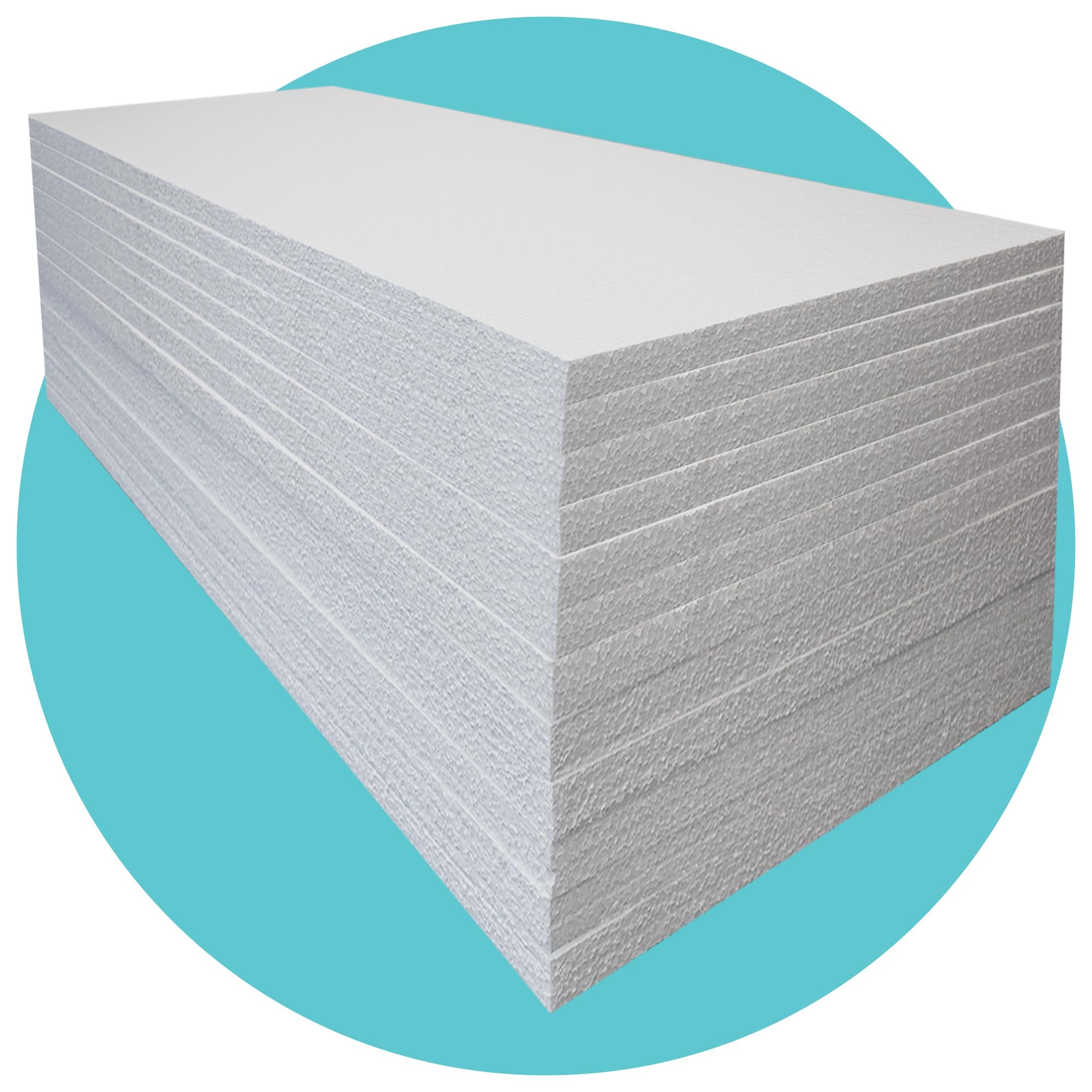 Triplast Expanded Polystyrene Foam Sheets EPS 70 (12 Sheets, 2400 x 1200 x 25mm Each) - BBA Certified Wall & Floor Insulation Board - Box Lining & Packaging Foam Board - White Blocks for DIY Projects